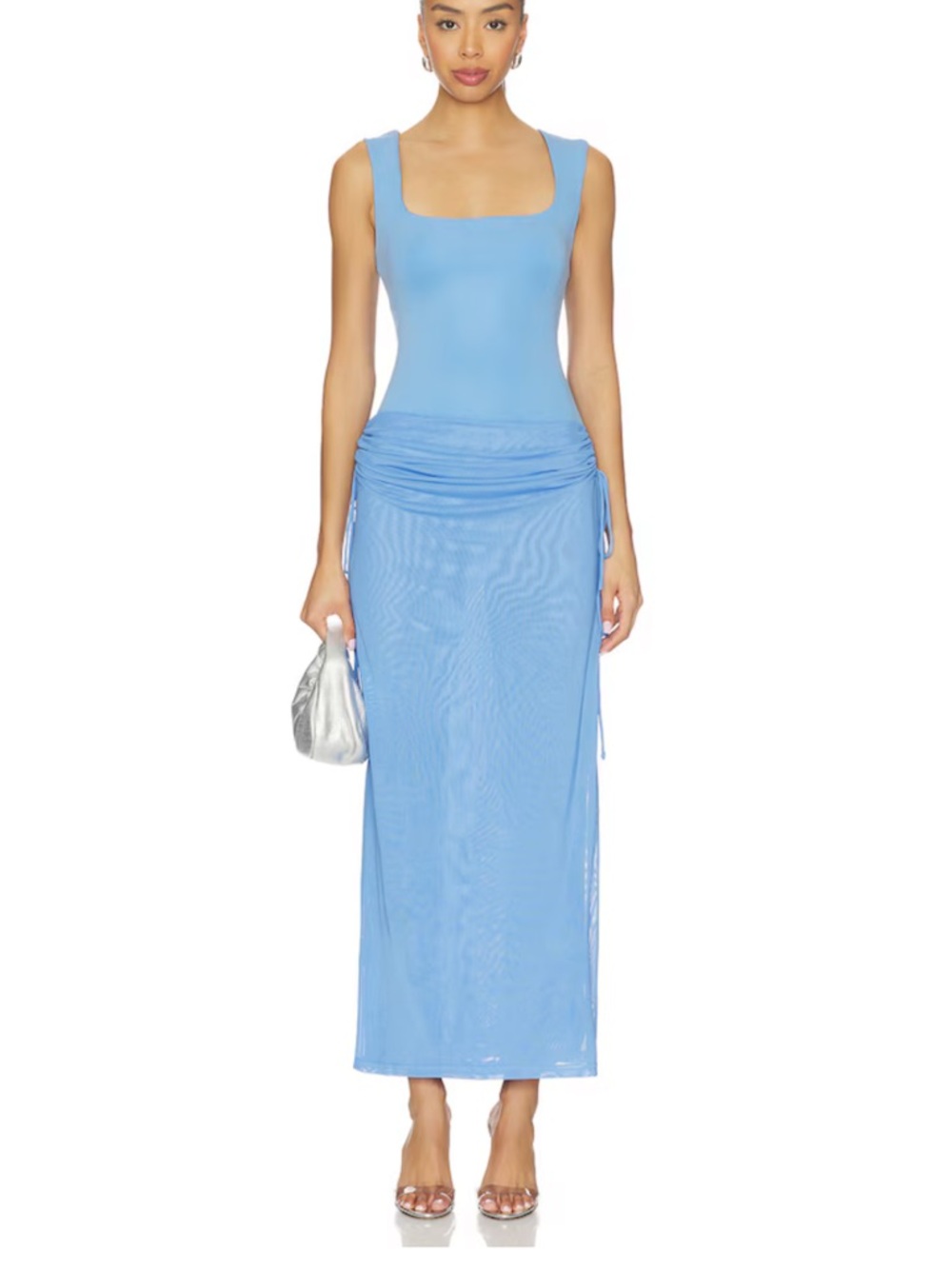 Light Blue Ruched Side Maxi dress - Women's